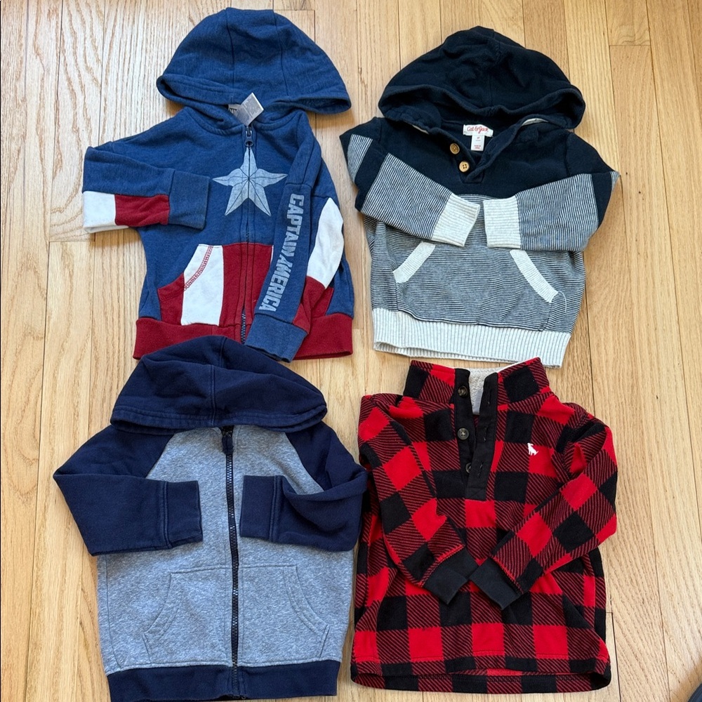 Marvel Captain America Navy, Red & Gray Kids Hoodie and Fleece Bundle set of 4